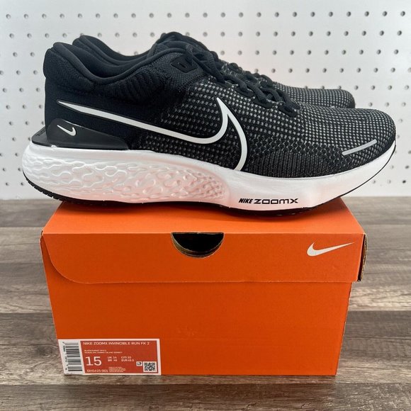 Nike ZoomX Invincible Run Flyknit 2 Running New Shoes Black White Mens Size 15